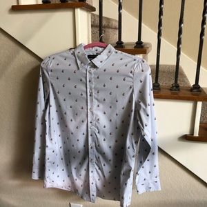New w/o Tag Banana Republic Medium Petite Dillon Pearl Print Button Down Shirt